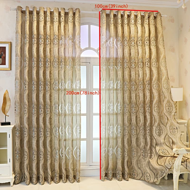TEMU 1pc European Style Retro Jacquard Wavy Curtains, Window Treatment For Bedroom Office Room Study Home Decor