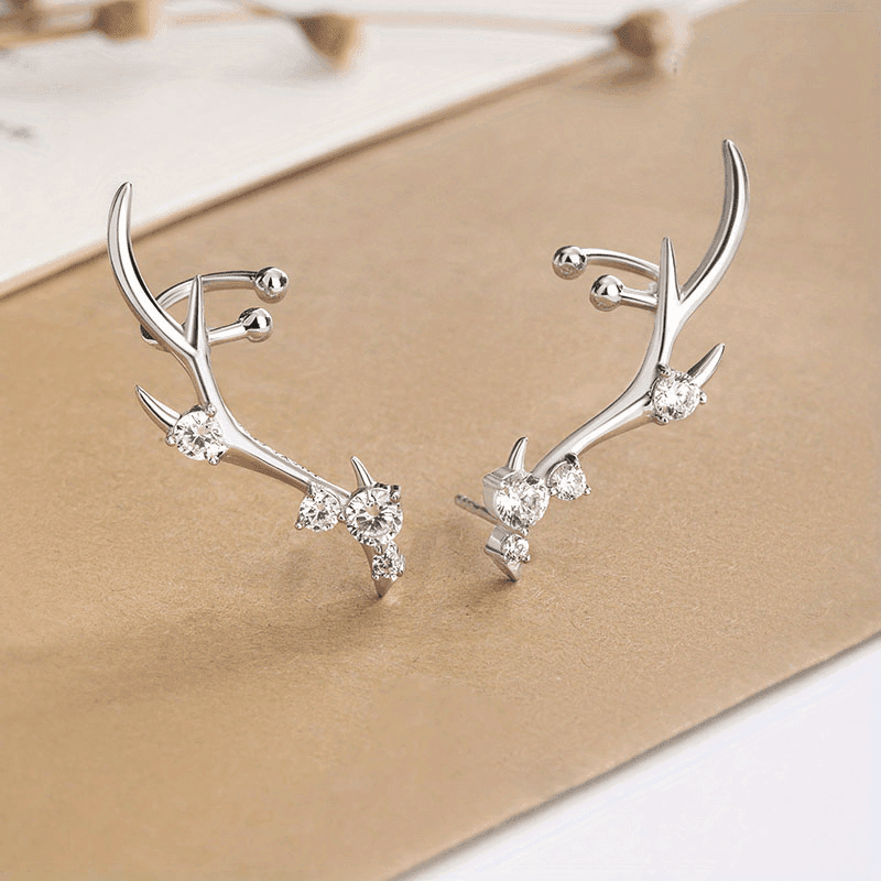 TEMU 925 Head Crown Earrings, Boho Style, Perfect For Casual Attire And, Deer Earrings