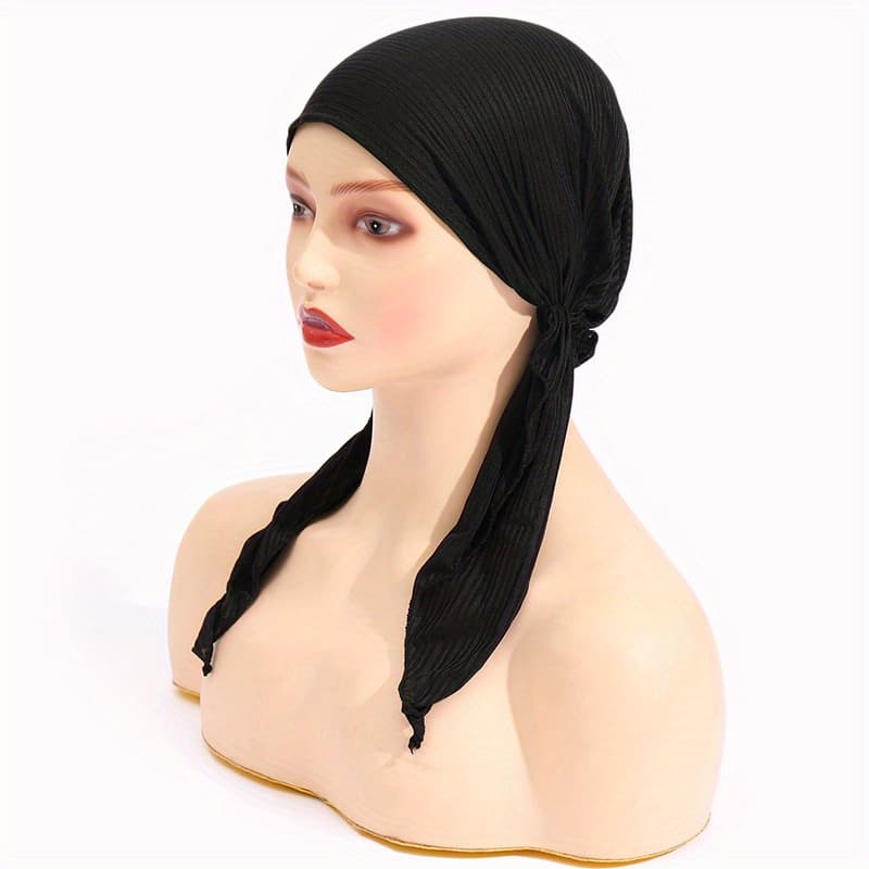 TEMU Stylish Solid Color Headscarf With Long Tail For Women - Perfect For Casual Wear, Chemo Hats, And Hijab