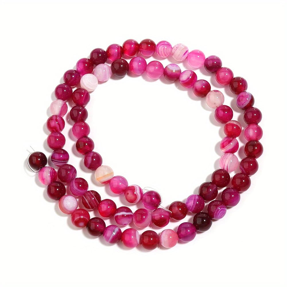TEMU 1 Strand -red Striped Agate Beads For Jewelry Making Needlework Bracelet Diy 4/6/8/10/12mm