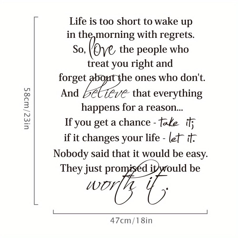 TEMU Add Meaning To Your Home Decoration With This Wall Sticker Quote - Regret When You Wake Up In The Morning. Suitable For Offices, Bedrooms And Living Rooms