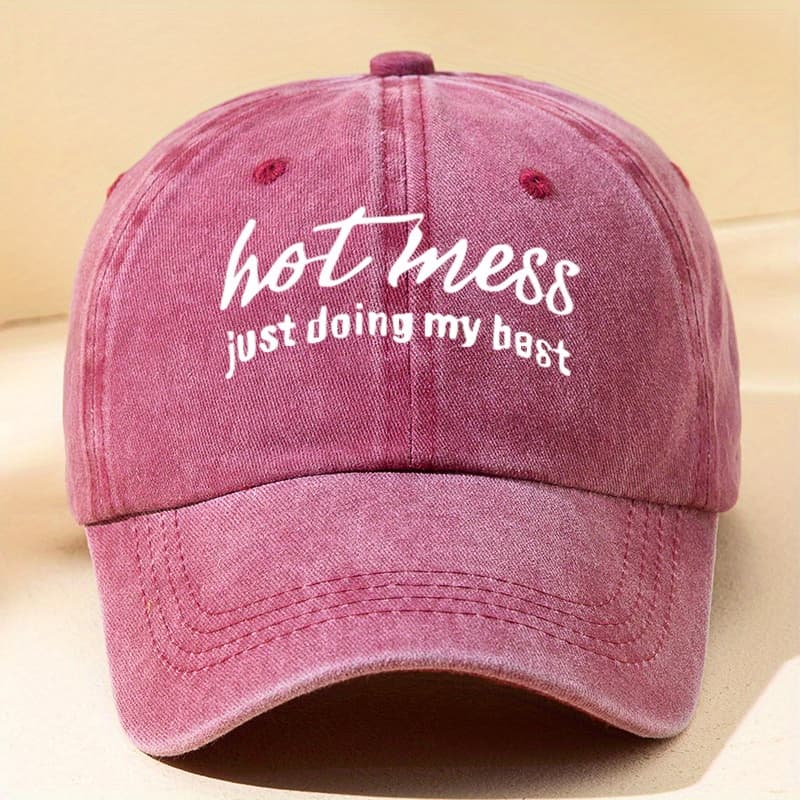 TEMU Letter Print Baseball , Classic Washed Distressed Vintage Duckbill , Outdoor Casual Sports Breathable Sun Hat