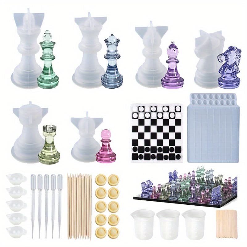TEMU 1set Resin 3d International Chess Silicone Mold For Resin Epoxy Mold Casting Epoxy Tools For Handmade Table Ornaments Crafts