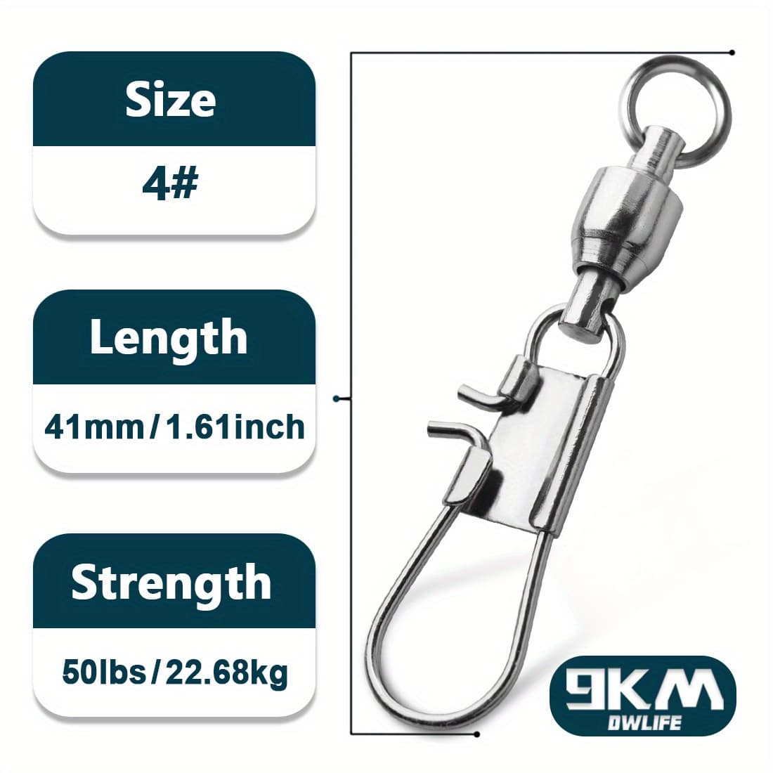 TEMU /100pcs Heavy Duty Stainless Steel Fishing Swivels With Snap - Ideal For Saltwater And Freshwater Fishing, 9km Ball Bearing For Smooth Rotation
