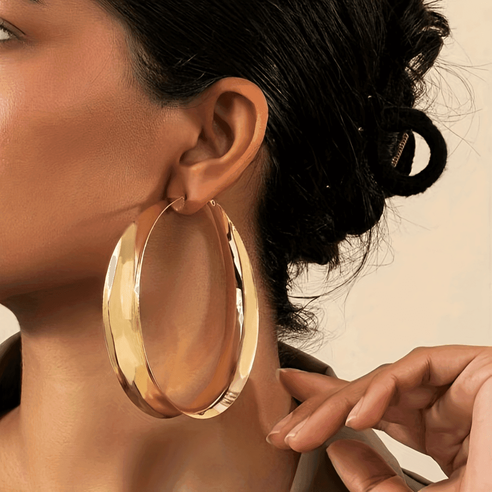 TEMU Pair Of Fashionable Elegant Easy Glossy Ring-designed Earrings