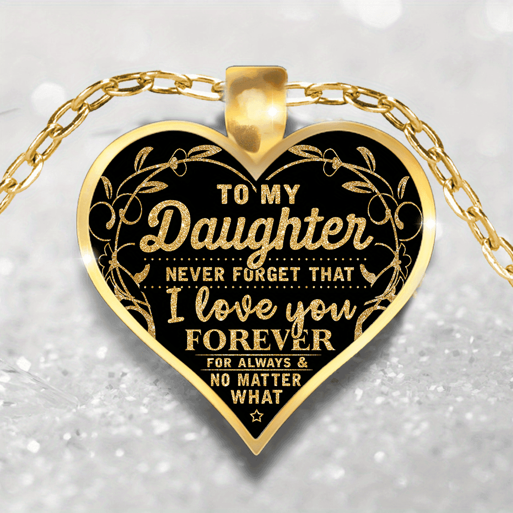 TEMU To My Daughter Never I Love You Heart Pendant Necklace Christmas Birthday Gift