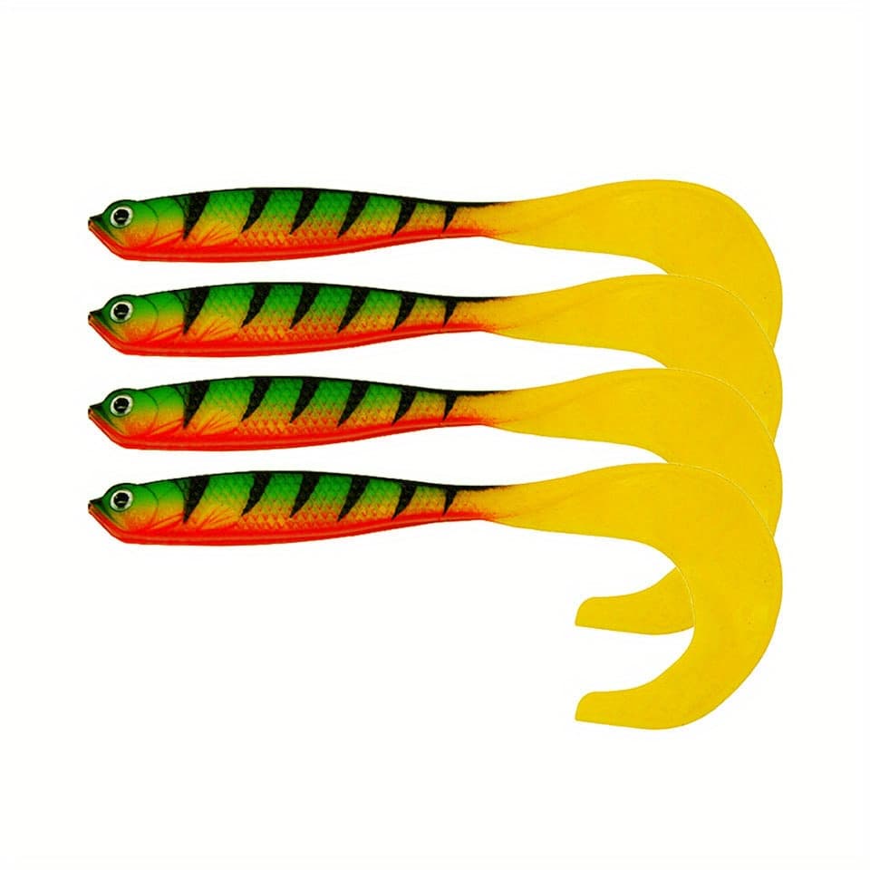 TEMU 4pcs Soft Artificial Fishing Lure Worm Swim Baits - Walk Fish 12cm 5.5g - Lifelike Design For Effective Fishing