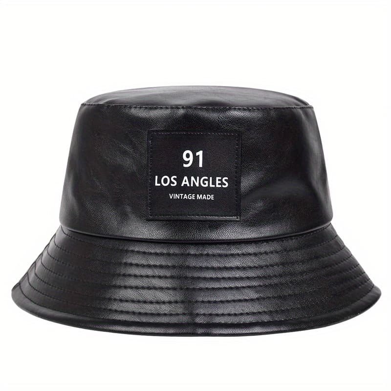 TEMU 1pc Men's Los Bucket Hat Pu Leather Bucket Hat