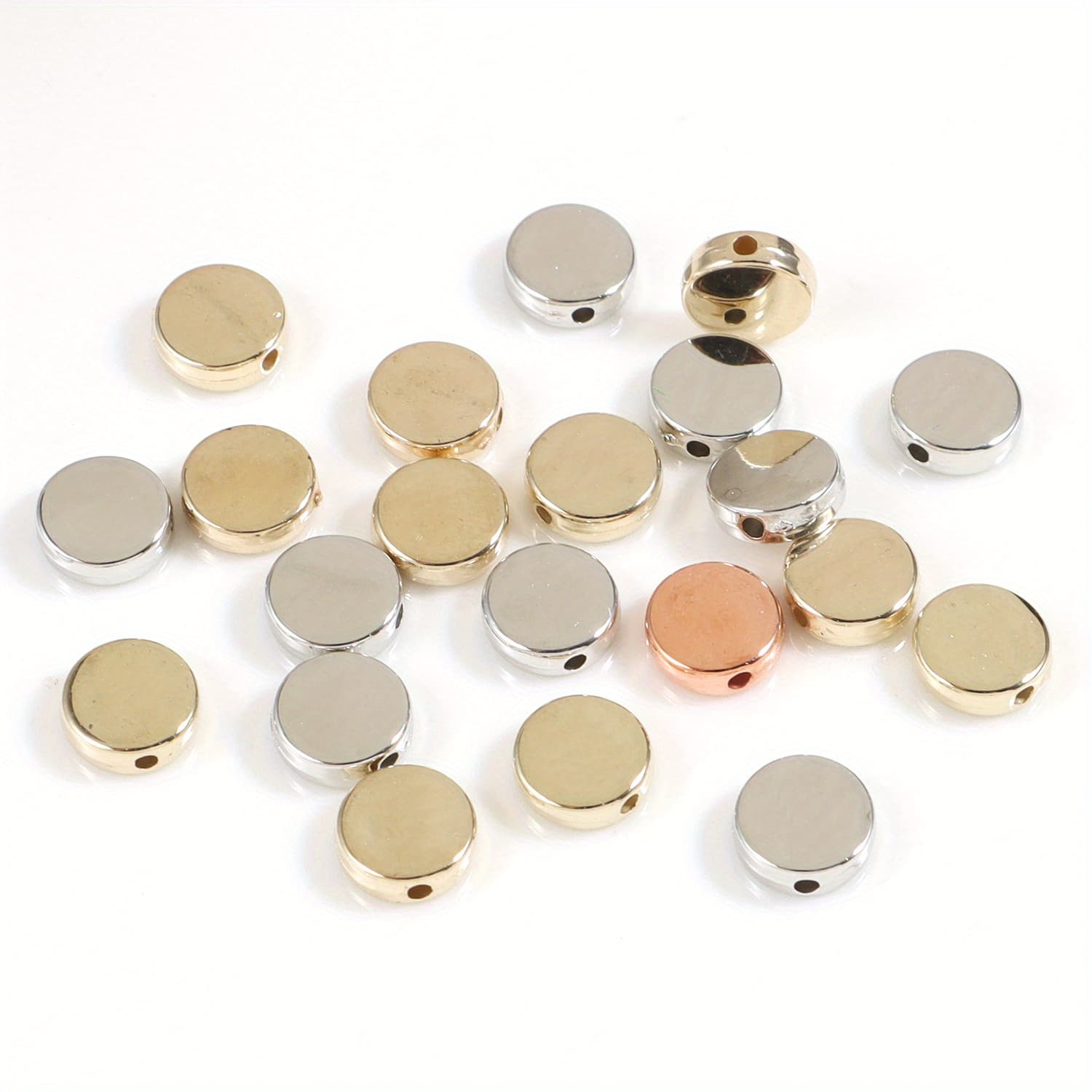 TEMU Aogue 120pcs 2 Colors Disc Coin Beads Flat Round Spacer Beads Tiny Smooth Loose Beads For Bracelet Necklace Jewelry Making Jewelry Accessories&jewelry Manufacturing Supplies