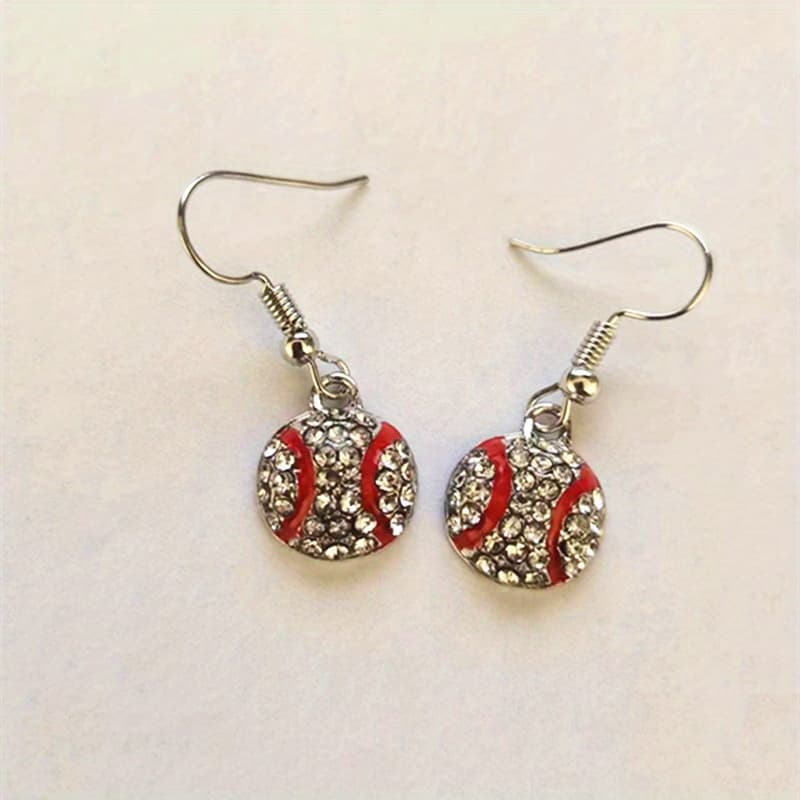 TEMU Cute Hip Hop Alloy Basketball Baseball Football Earrings, Mosaic, With Iron Ear Needle, For Daily Occasion