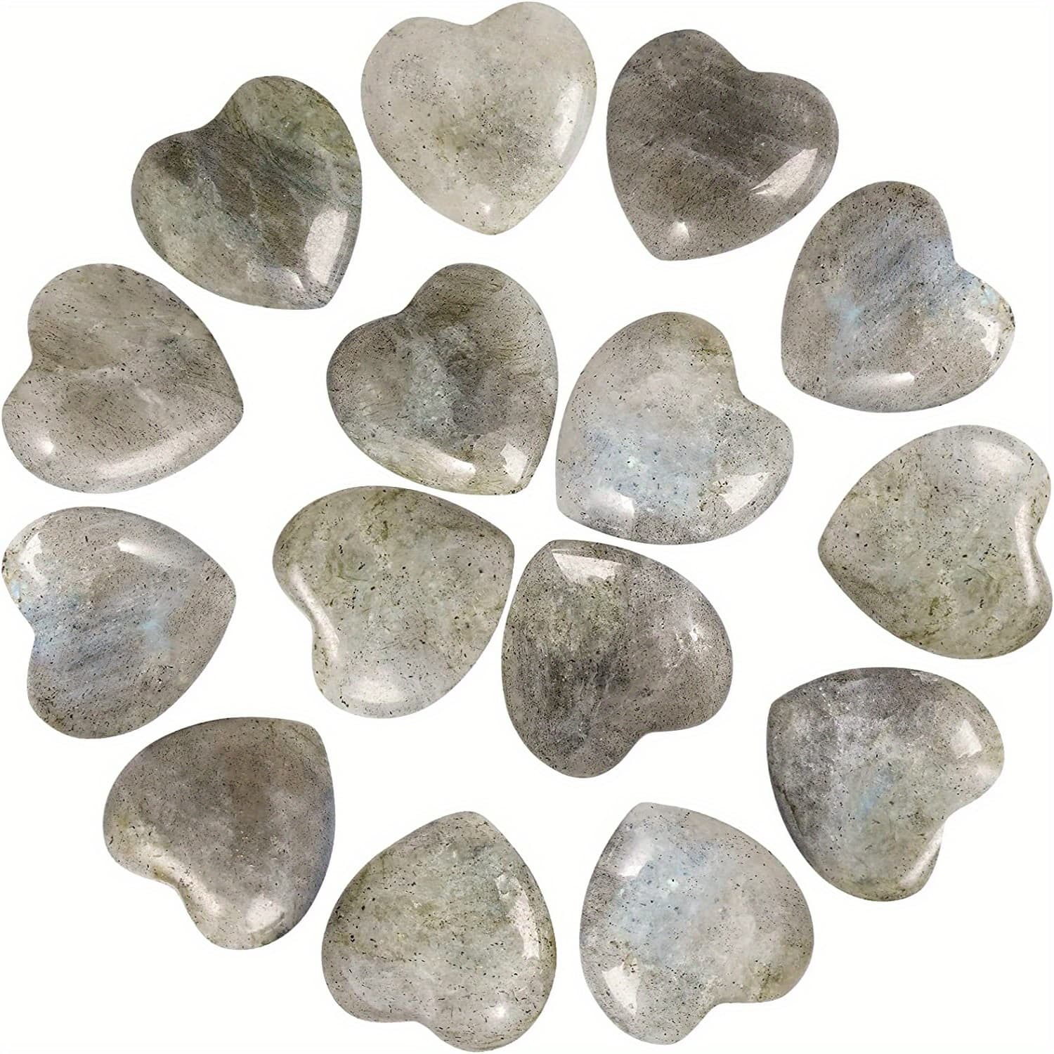 TEMU 15pcs 0.8 Inch Labradorite Heart Love Carved Palm Worry Stone Chakra Reiki Balancing