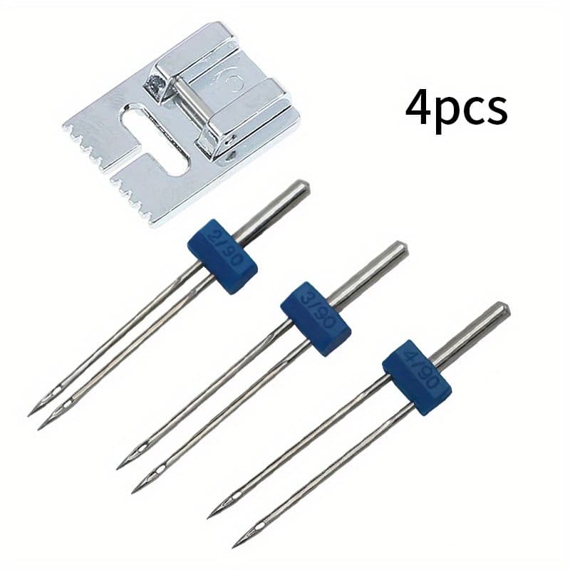 TEMU 4pcs, Sewing Machine Double Needles With Pressing Feet Double Needles Sewing Machine Double Needles 2, 3, 4mm