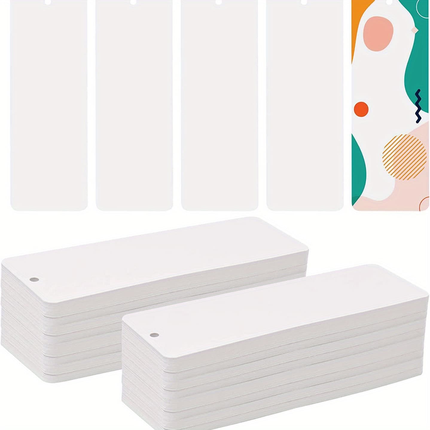 TEMU 150 Blank Bookmarks Diy White Bookmarks With Holes Blank Card Bookmarks Creative Bookmarks Handdrawn Card Blank Rounded Bookmarks Paper White Card Punching