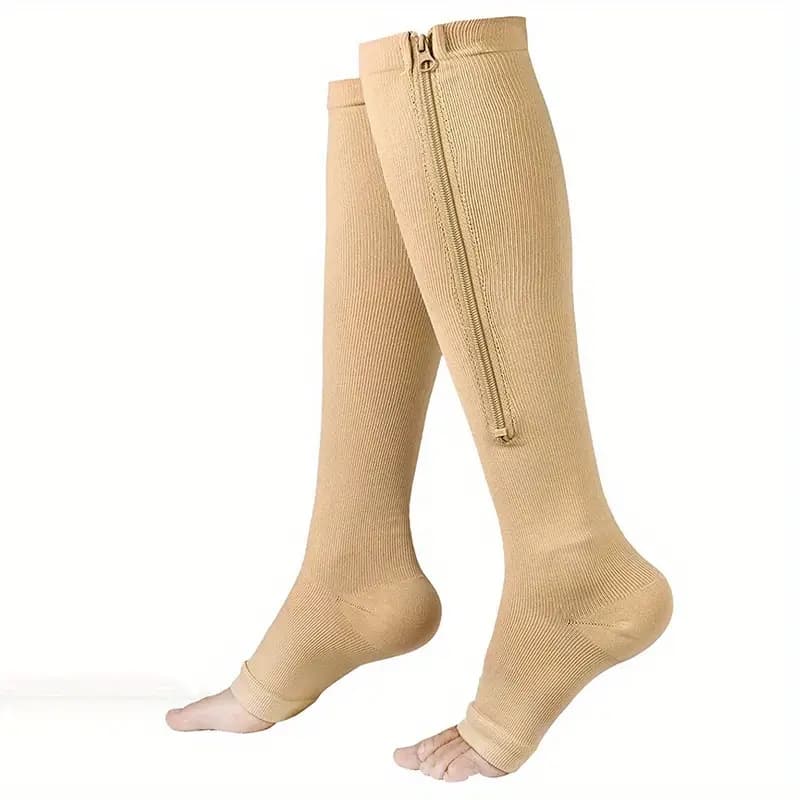 TEMU Men's And Women's Sports Compression Socks Breathable Shaping Socks Zipper Socks Compression Socks Toe-to-toe Breathable Long Stockings