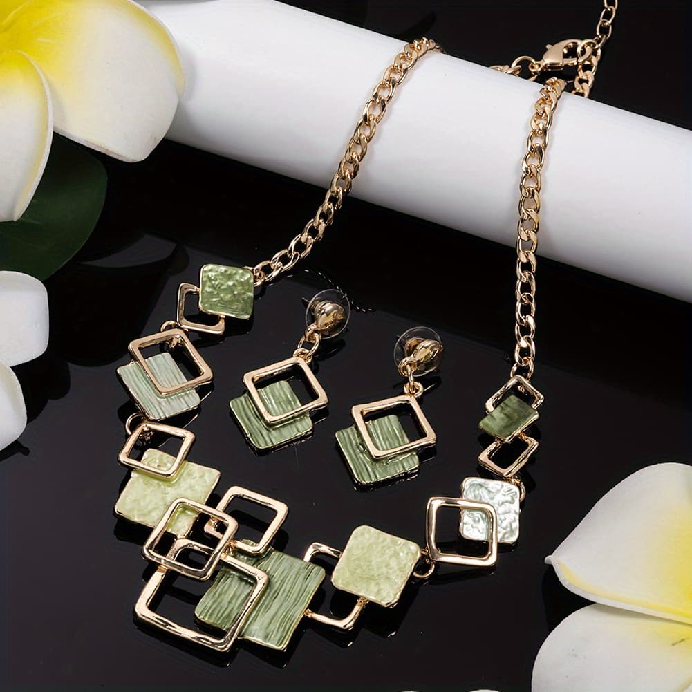 TEMU Boho Designer Luxury Necklace Earrings Set