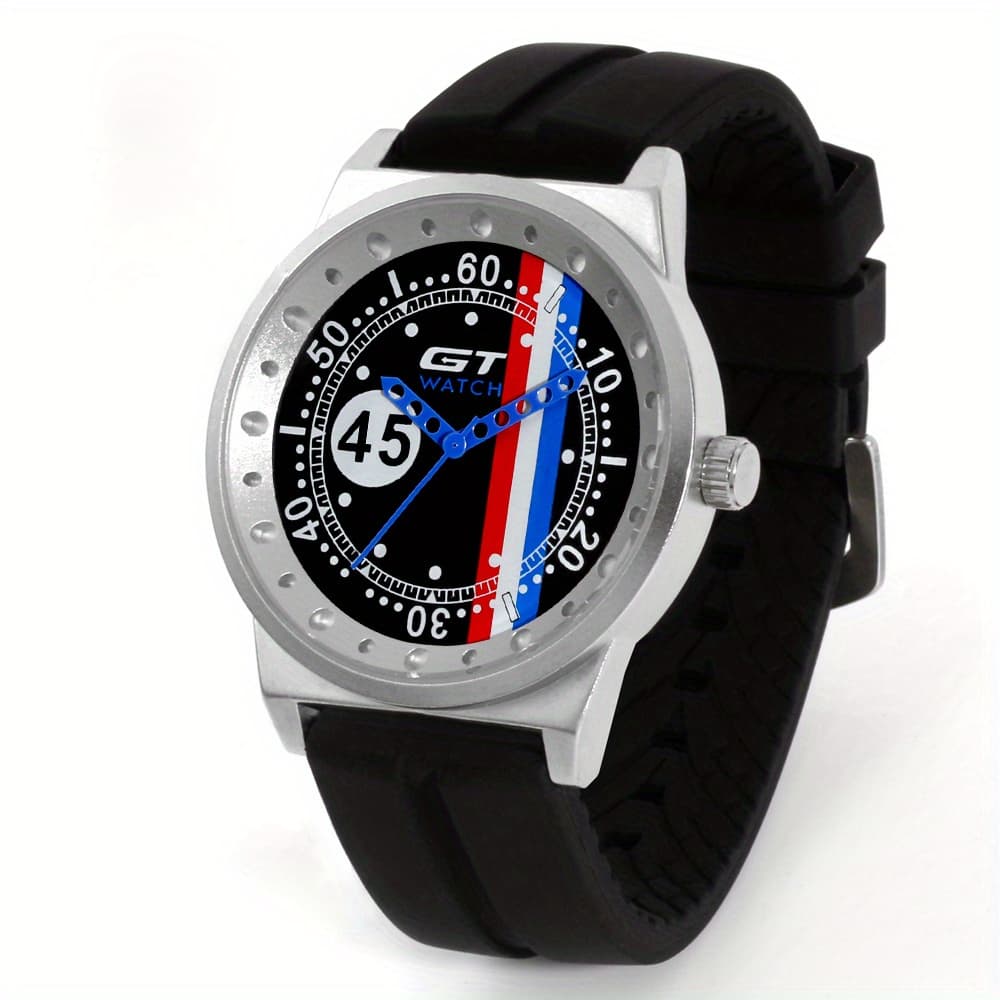 TEMU Fashion Men's Watch Sports Pointer Alloy Round Wrist Watch With Silicone Strap Men's Additions