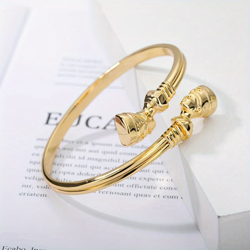 TEMU Neutral All-match Women Men Portrait Statement Open Bangle