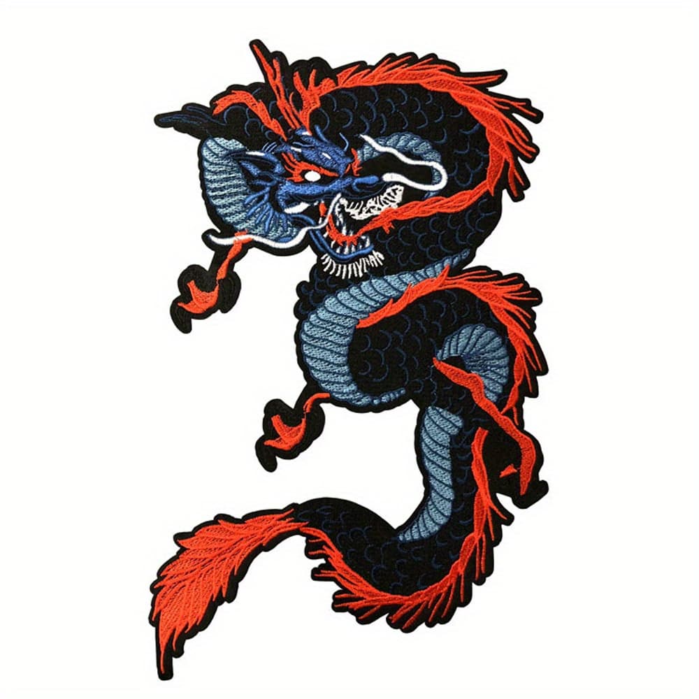 TEMU Large Iron-on Red And Blue Dragon Patch, Sew-on Or Iron-on Clothing Accessory Patch