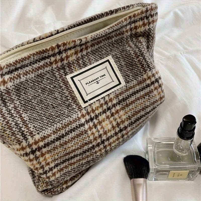 TEMU Grid Cosmetic Pouch: Large Capacity Makeup Bag With Zipper - Perfect Travel Toiletry Organizer For Women, Men Gifts!