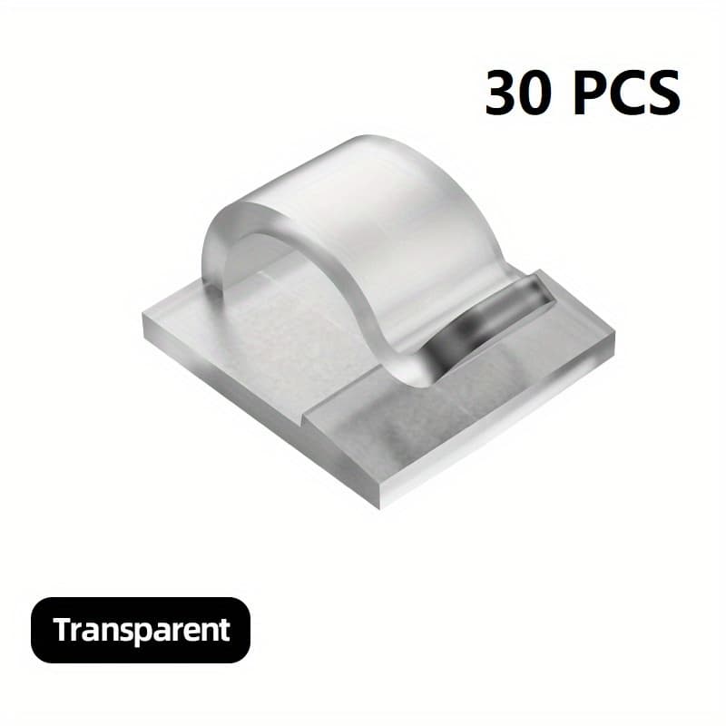 TEMU 30pcs Adhesive Cable Clips For Outdoor, Christmas Light Clips, Decoration Clips, Self Adhesive Hooks Cord Management Wire Holder, Fairy Light Accessories, (clear)