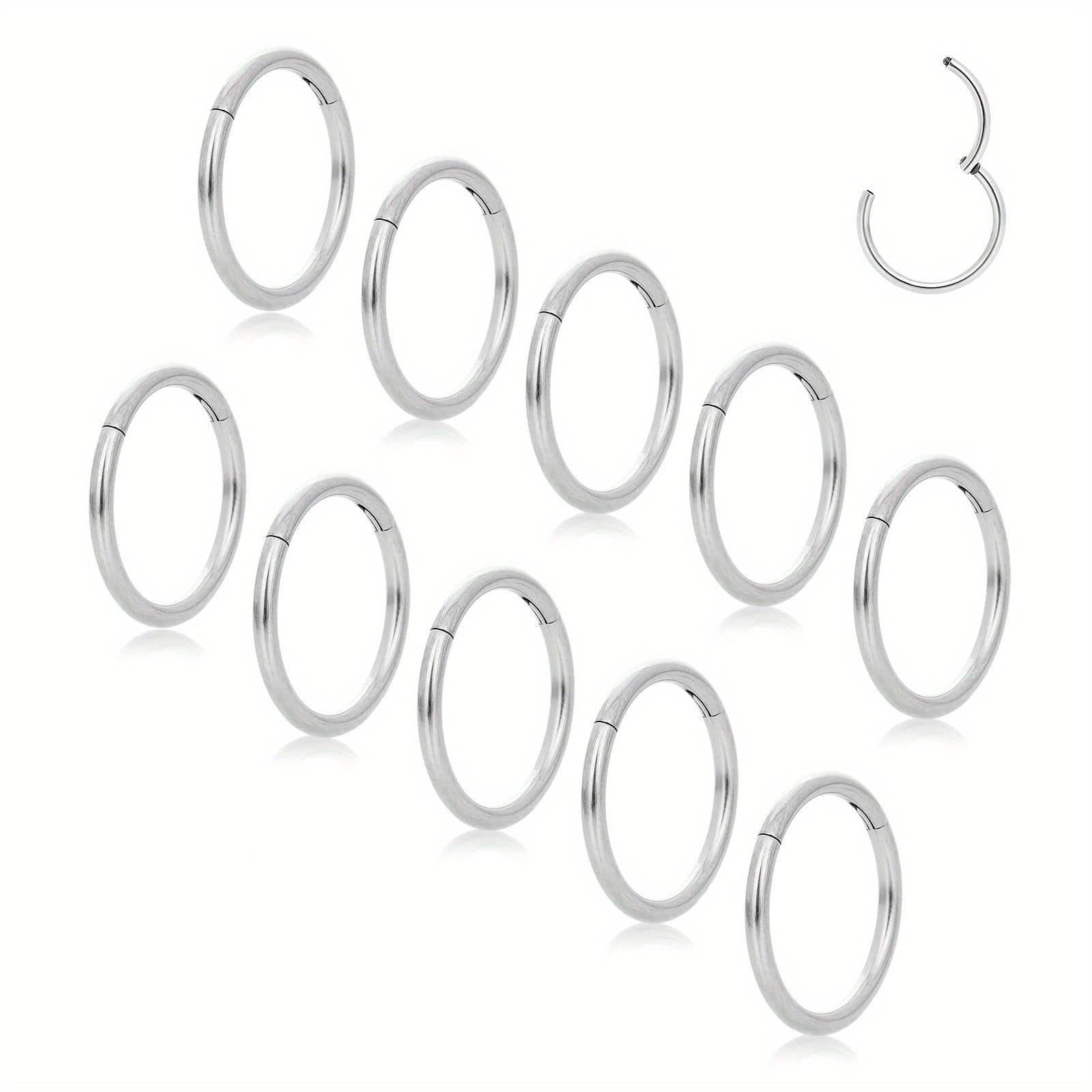 TEMU 10-pack 316l Stainless Steel Nose Rings, Hypoallergenic Seamless Septum Rings, Gothic & , For Daily & Party Occasions, Perfect For Valentine's Day Gift, All Fit