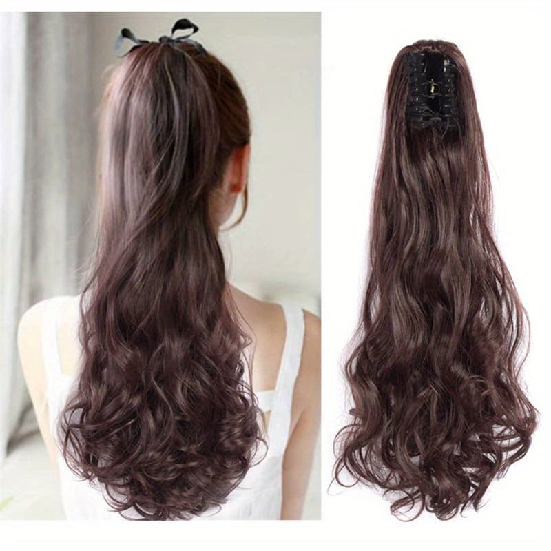 TEMU 18 Inch Long Curly Wavy Ponytail Extensions Grab Claw In Hair Extensions Long Curly Hair Extensions For Women Girls Halloween Costume Party Wear Hair Accessories Halloween Christmas