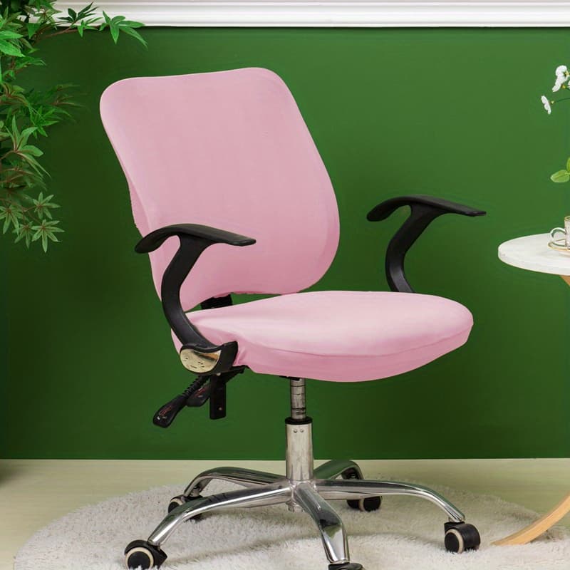 TEMU Stretchy 2pcs Split Office Chair Cover, European And For Home And Office Use, Suitable For Home And Office, Removable Swivel Seat Cover