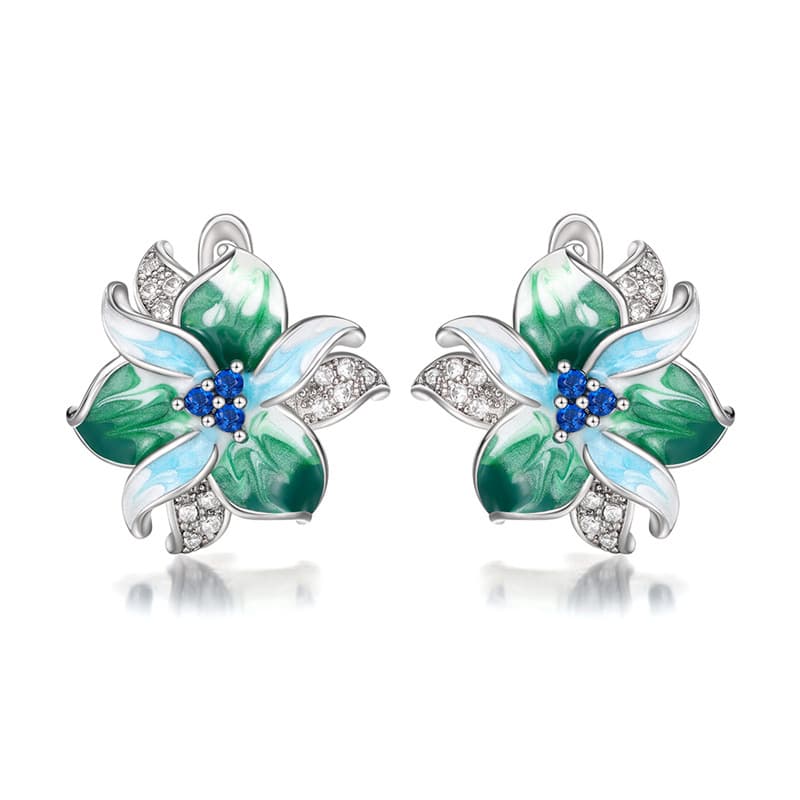 TEMU Green Flower Shape Stud Earrings Jewelry Personality Ladies Stud Earrings Elegant Jewelry Fashion Ladies Earrings