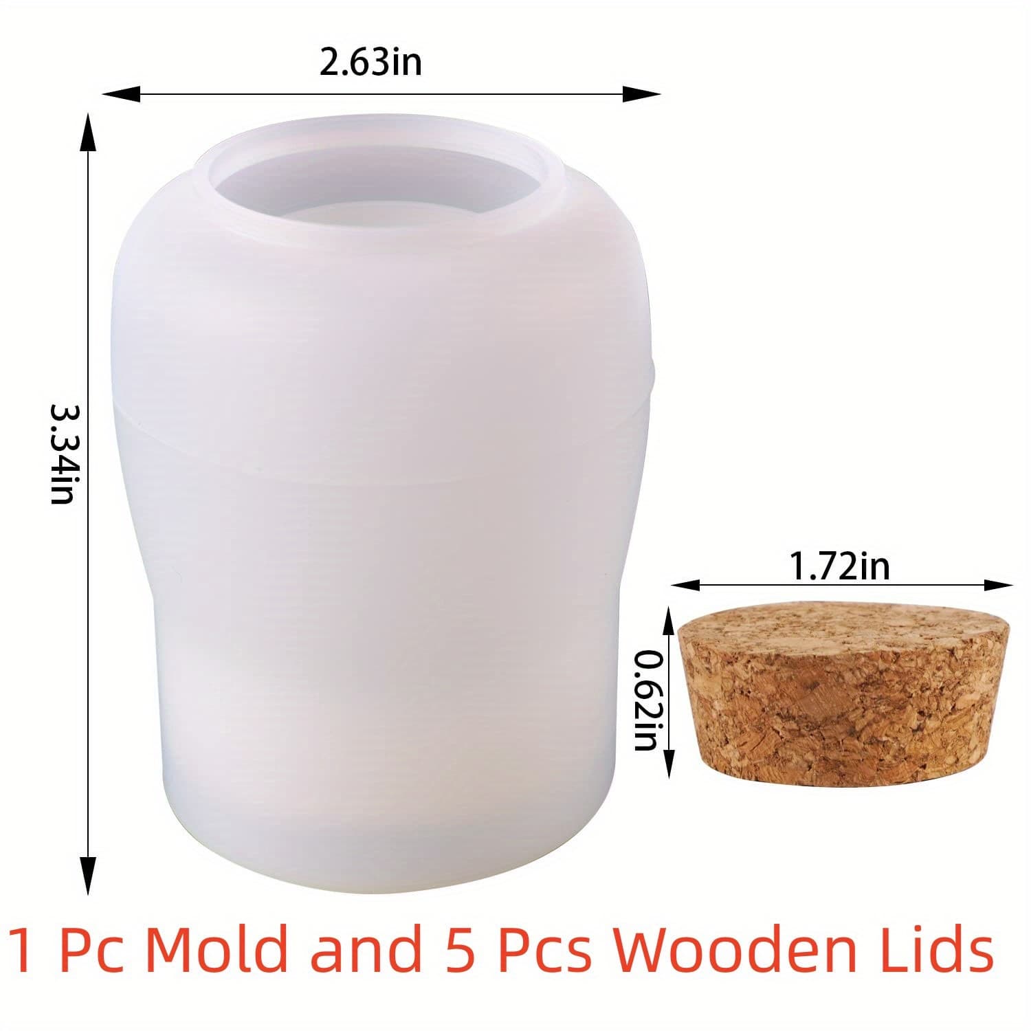 TEMU Resin Silicone Jar Molds, Round Jar Epoxy Casting Mold For Diy Storage Bottle, Candy Container, Candle Holder With 5pcs Wooden Lids