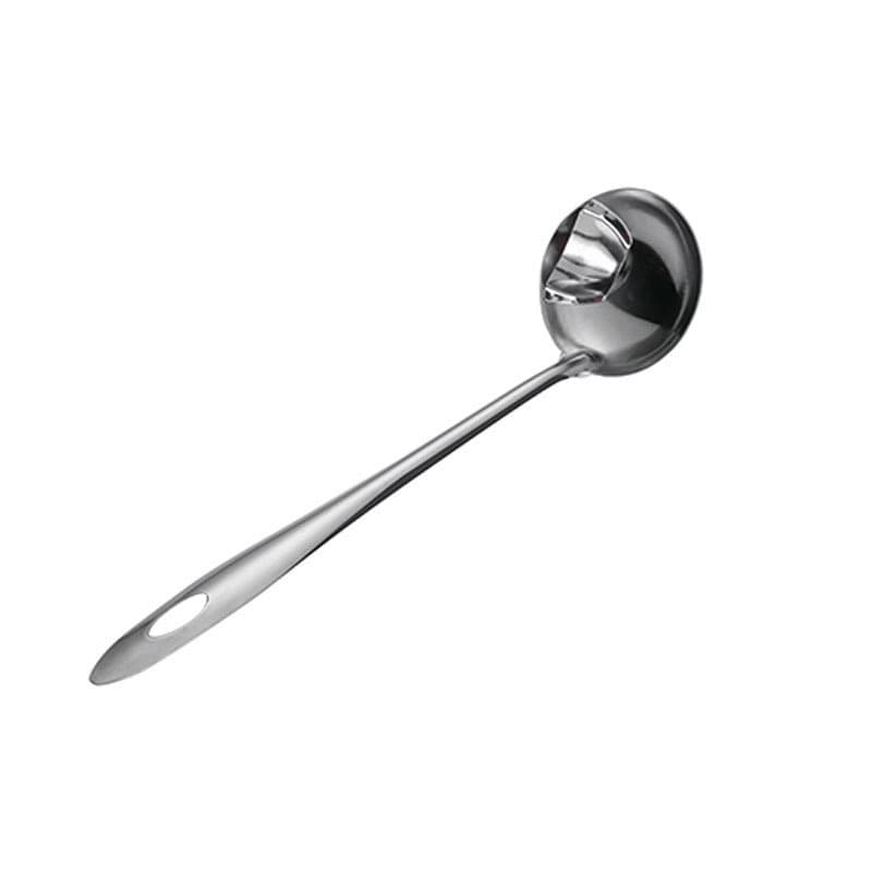 TEMU Stainless Steel Oil Separator Spoon - 1pc Fat Skimmer Ladle, Grease Strainer For Soup & Gravy, Hot Pot Oil Filter Tool With Long Handle And Pouring Spout For Kitchen Use