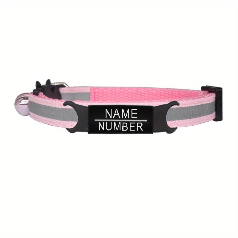 TEMU Reflective Cat Safety Collar Adjustable Custom Personalized Id Name Puppy Kittens Necklace