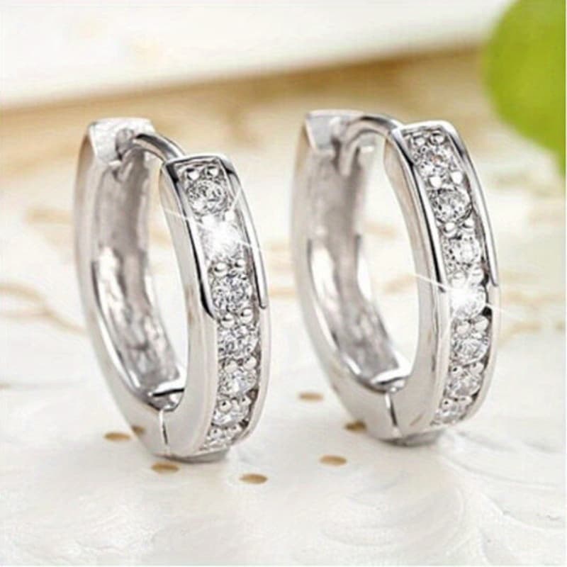 TEMU Sophisticated Round Zirconia Hoop Earrings For Women, Ideal For Weddings And Bridal Jewelry