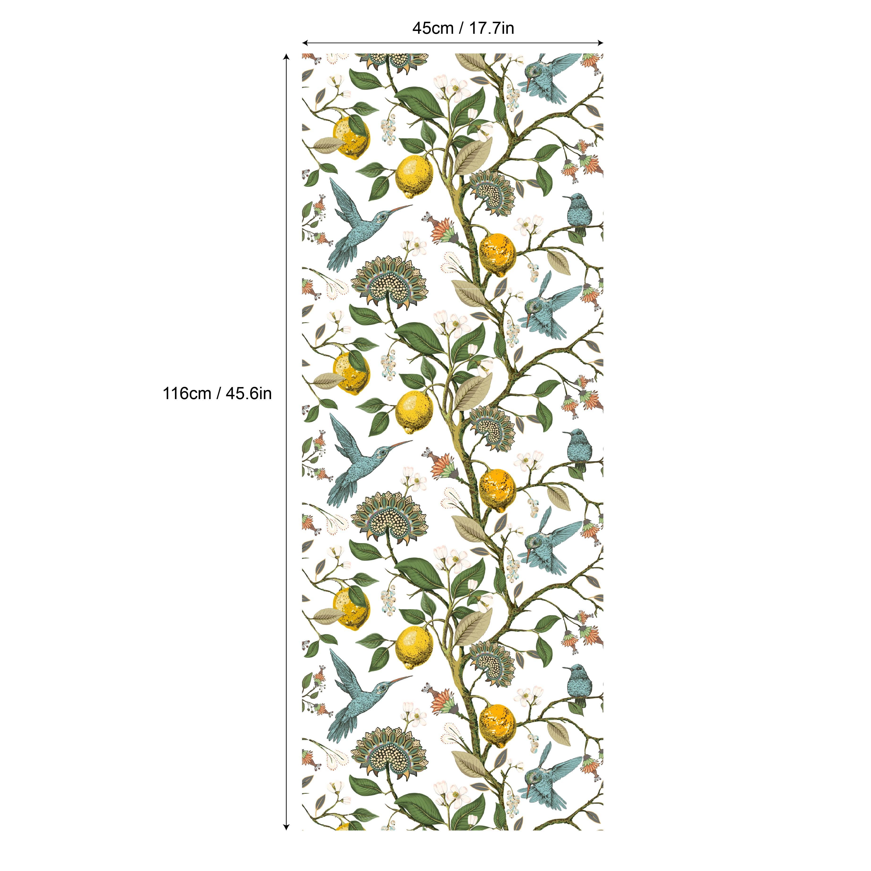 TEMU 1pc Blue Bird Lemon Tree Privacy Window Film - 17.7x45.6 Inches - Anti-uv, Frosted, And Static-free - Perfect For Glass Shading And Privacy