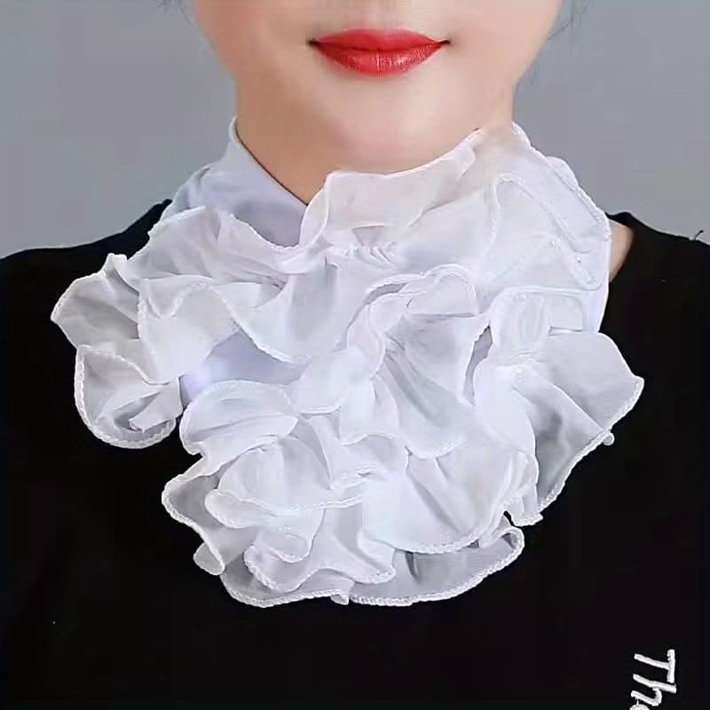 TEMU Fashionable Solid Color Scroll-pattern Detachable Collar Scarf