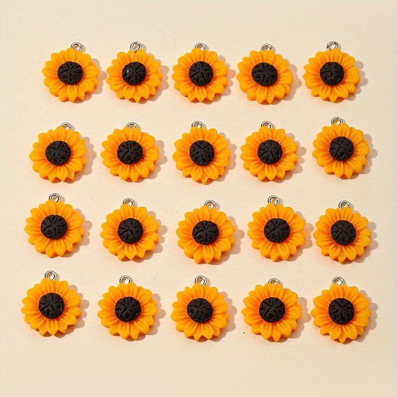 TEMU 20 Sunflower Resin Accessories For Diy Crafts