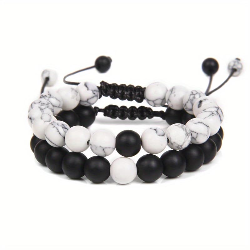 TEMU 2pcs Couple Retro Fashionable Adjustable Beaded Bracelets Jewelery Accessories For Men's