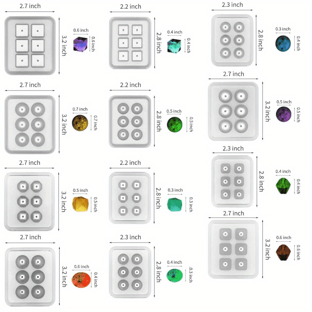 TEMU 12pcs/ Set Round Beads Resin Silicone Mold With Hole For Gemstone Cabochon Jewelry Casting, Pendants