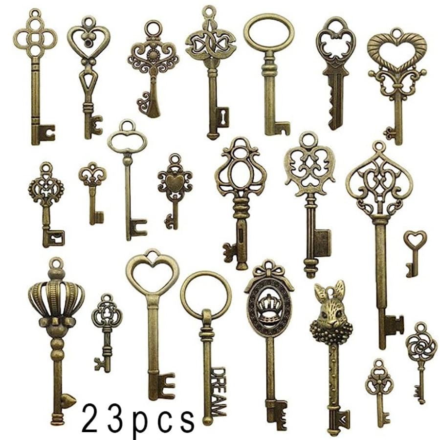 TEMU Vintage Skeleton Key In Antique Bronze Style - Set Of 23pcs