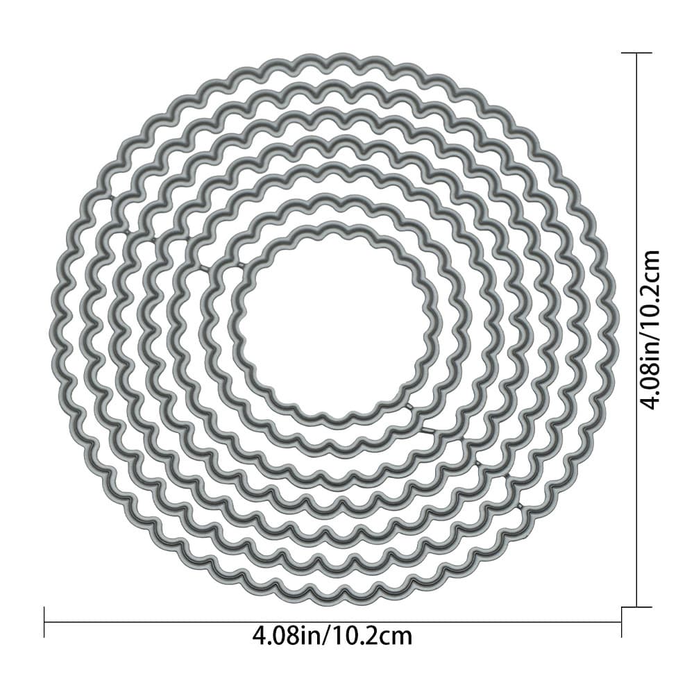 TEMU 7pcs Wavy Round Circle Basic Frames Metal Cutting Dies Stencils For Diy Scrapbooking Decorative Embossing Handcraft Template