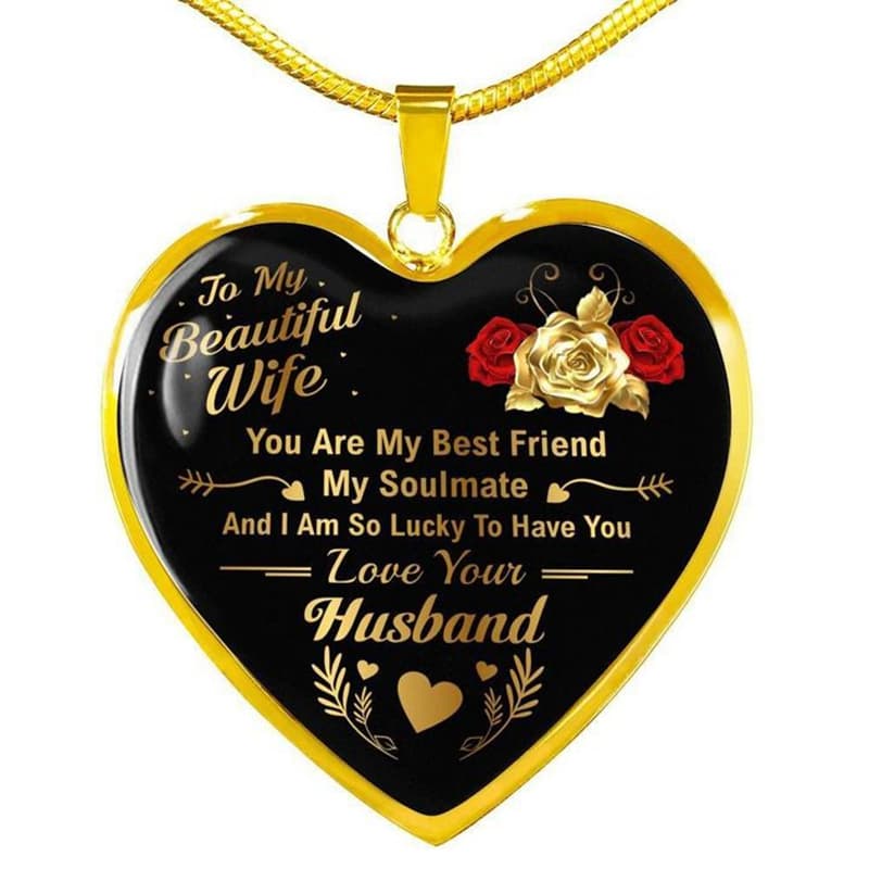TEMU Creative Personalized Necklace 'to My Wife, You're Friend, Love You' Heart Pendant Necklace Anniversary Valentine's Day Gift For Wife Accessory