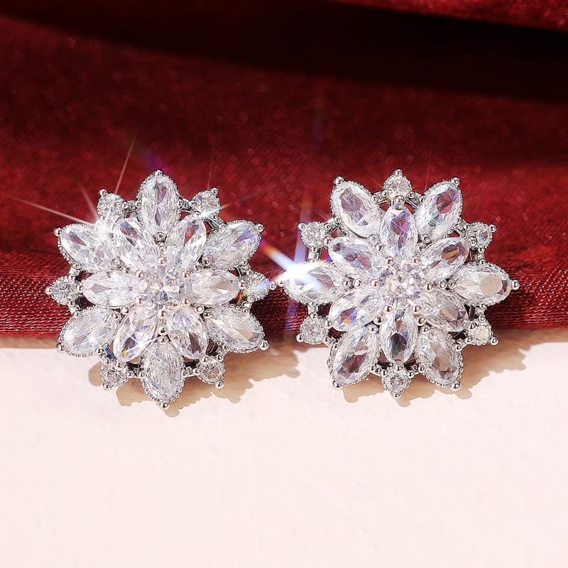 TEMU Luxurious Nigerian Wedding Pins Ear Jewelry Full Micro Pave Cz Round Drop With Baguette White Topaz Bridal Earrings