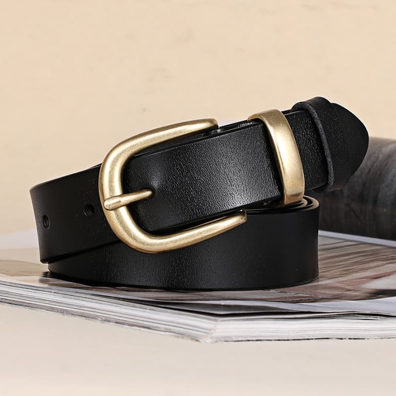 TEMU Women's Fashionable And Versatile Belt For Jeans, Vintage Pin Genuine Leather Belt For Commuting And Casual Wear
