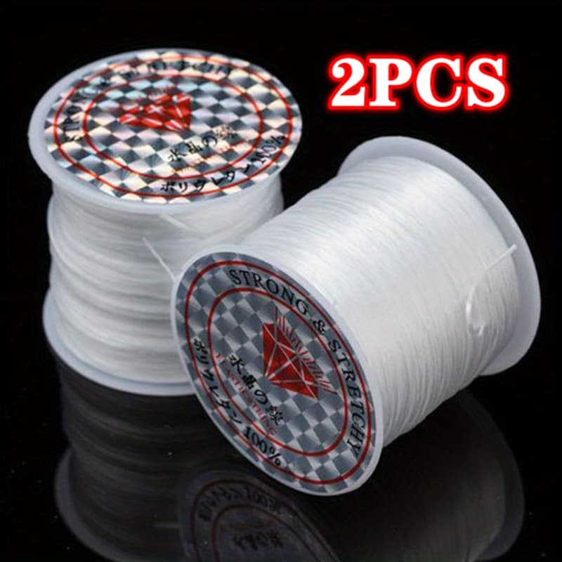 TEMU 2pcs 0.8mm Elastic String Stretchy Bracelet String Crystal String Bead Cord For Bracelet Necklace Beading Jewelry Making 393.7inch*2 -beading Cords & Threads