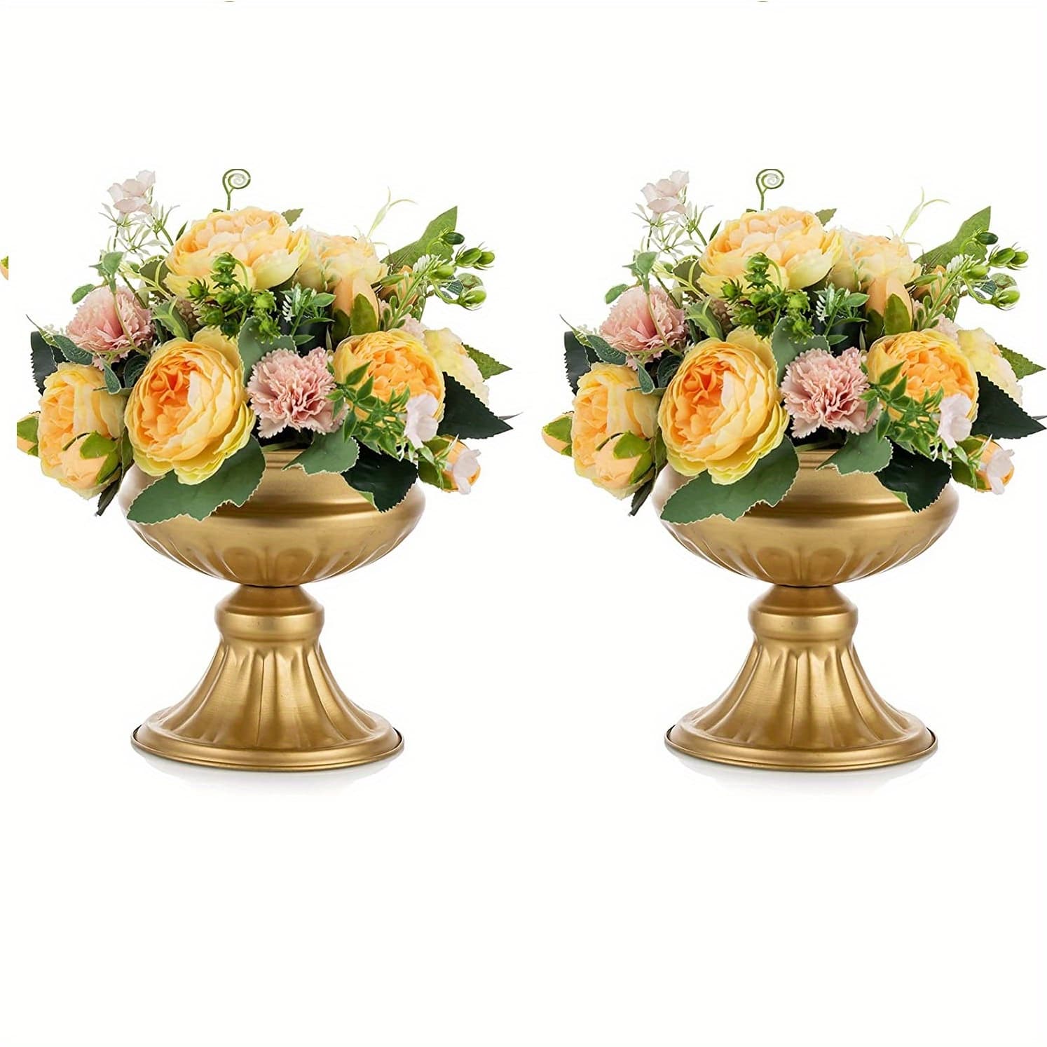 TEMU 2pcs, Golden Vases For Wedding Centerpieces, Metal Vase Small Table Centerpiece Flower Stands Wedding Arrangement For Wedding Reception Home Floral Decor Anniversary