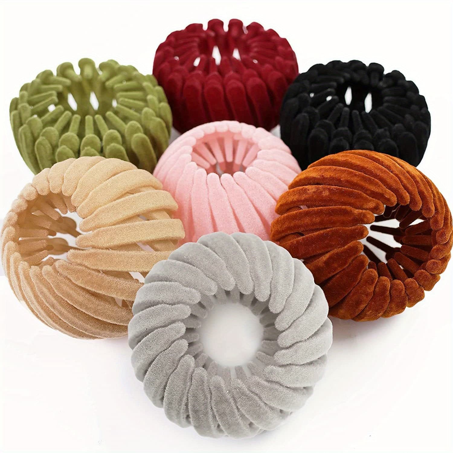 TEMU 7pcs Women's Velvet Surface Expandable Bird Nest Magic Hair Clip Ponytail Holder Hair Accessory Lazy Bun Fixing Up Hair Styler