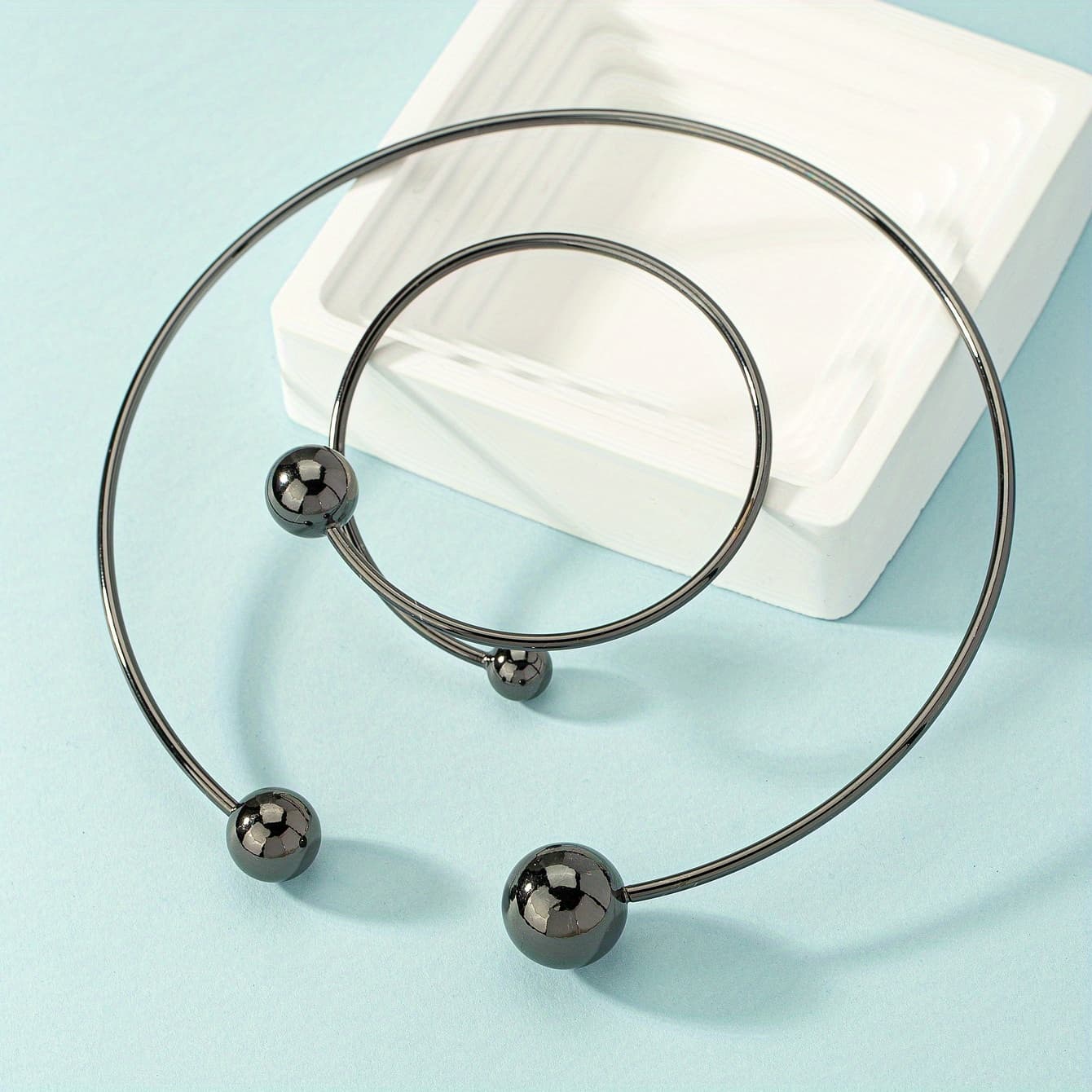 TEMU Copper European And American Beautiful Opening Bracelet Fashion Geometric Ball Pendant Japanese And Korean Choker