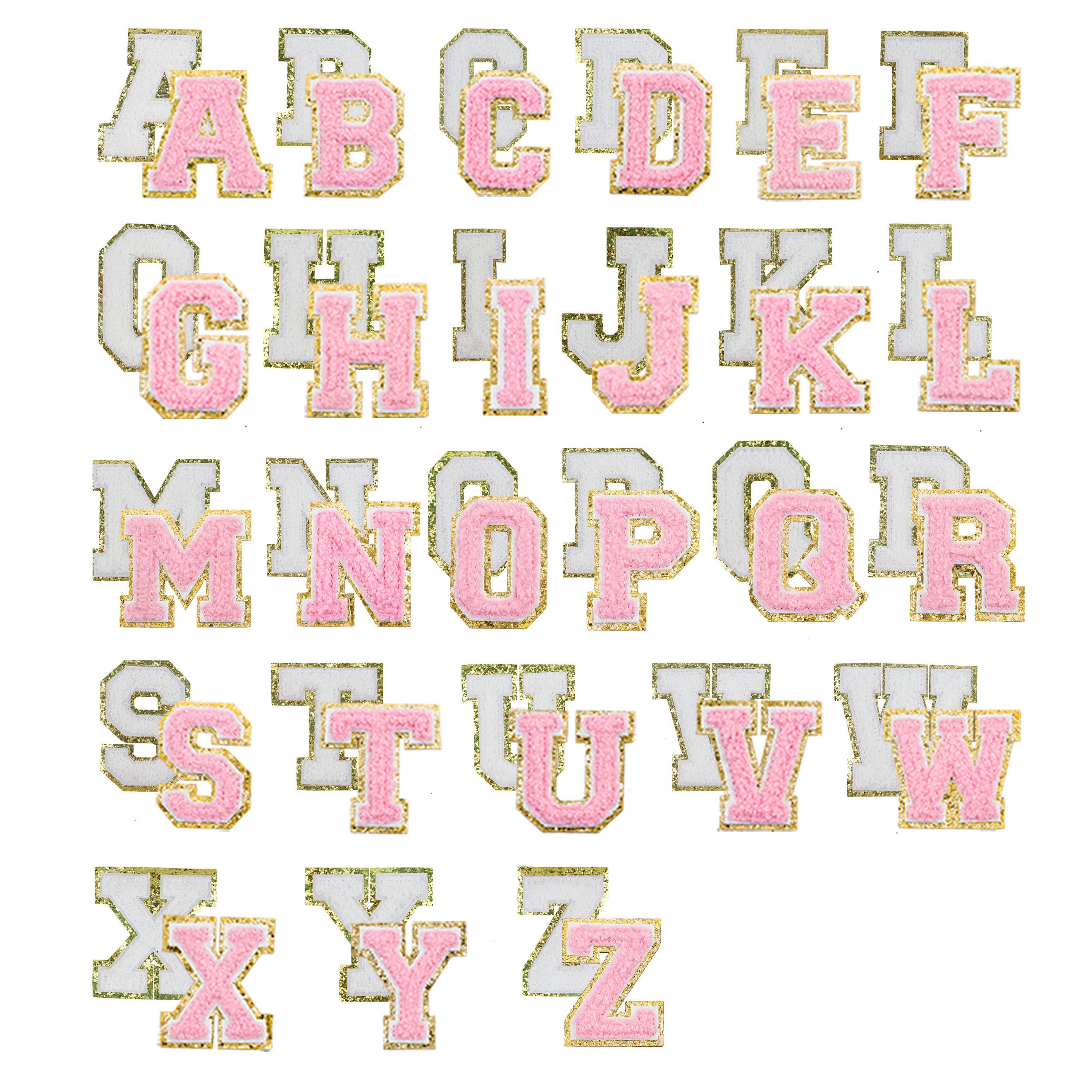 TEMU 52pcs Embroidery Patches White And Pink Mixed Color Iron On Patches For Clothing Hat Shoes Jeans, Sew On Patches