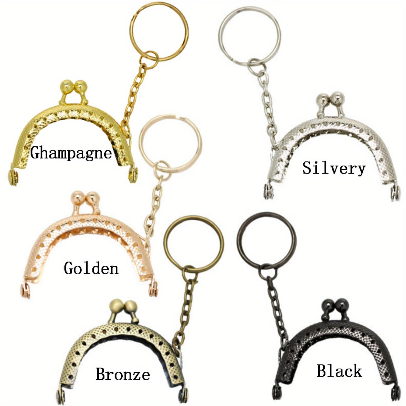 TEMU 5pcs Metal Keyring Purse Accessories 1.96 Inch Half Round Pattern Wallet Decoration Sweater Chain, Diy Wallet Making