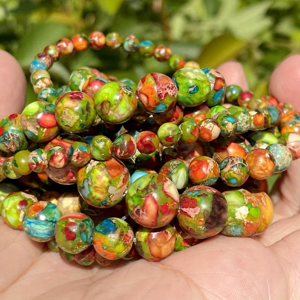TEMU 4/6/8/10mm Natural Colorful Sea Sediment Turquoises Stone Beads Round Loose Beads For Jewelry Making Diy Necklace Bracelet Earring Accessorise Christmas Gifts