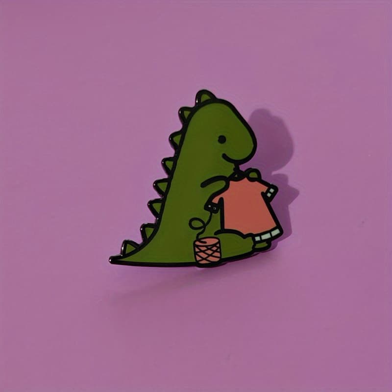 TEMU Cute Cartoon Animal Brooch, Kawaii Little Dinosaur Knitted Sweater Metal Enamel Pin, Fashion Backpack Lapel Badge, Jewelry Accessories, Friend Gift